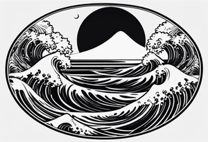 I want a tattoo of the ocean in a simple circle tattoo idea