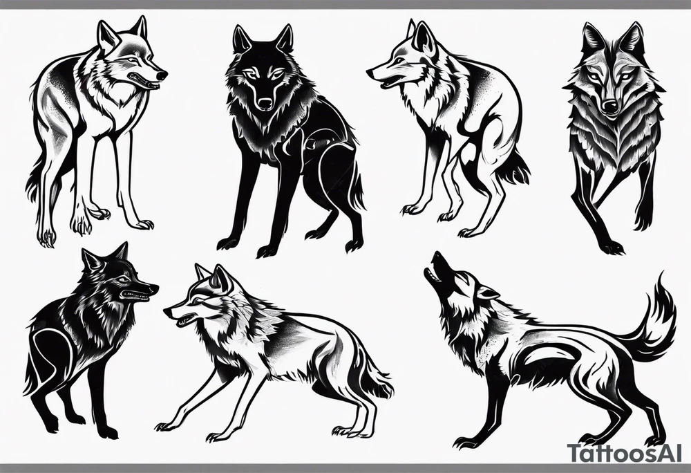 two wolves dancing the tango. extremely simplified tattoo idea