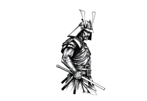 noble samurai warrior silhouette at sunset tattoo idea