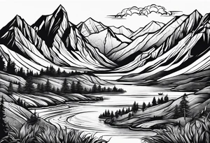 Mountains and rivers tattoo idea