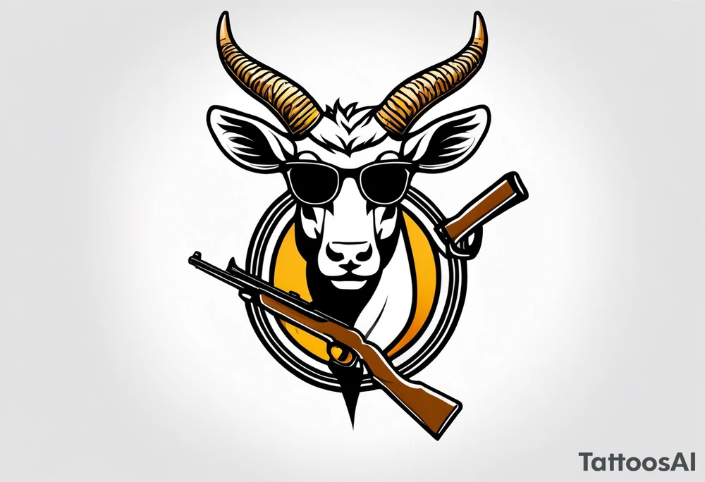 capricorn with sunglasses and shotgun tattoo idea
