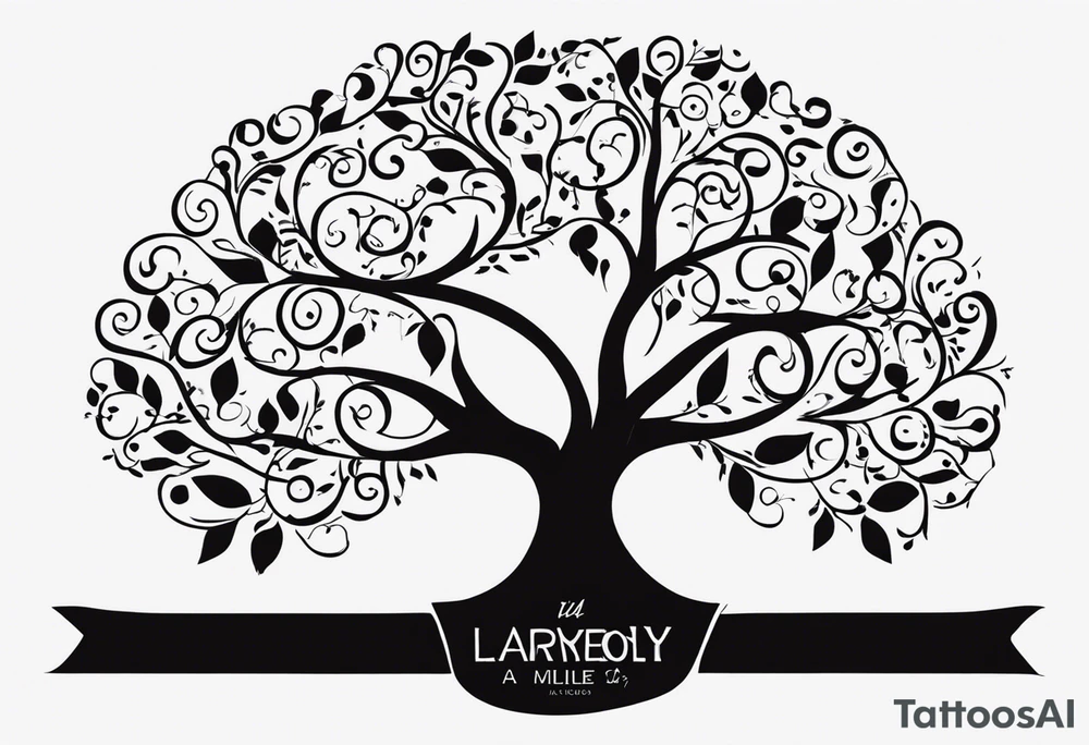 A family tree of  names Larry , J'Mille , Orenzo , Kameron , Kaleb Chance, K'Mia London , Brooklyn , Jayla , Violet tattoo idea