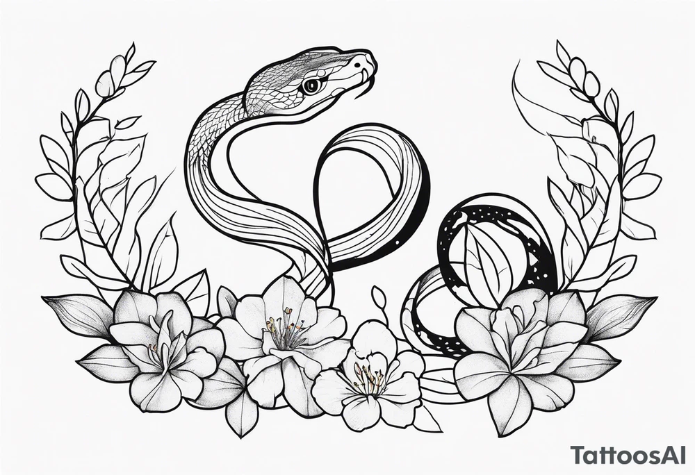 Snakes and wild flower tattoo idea