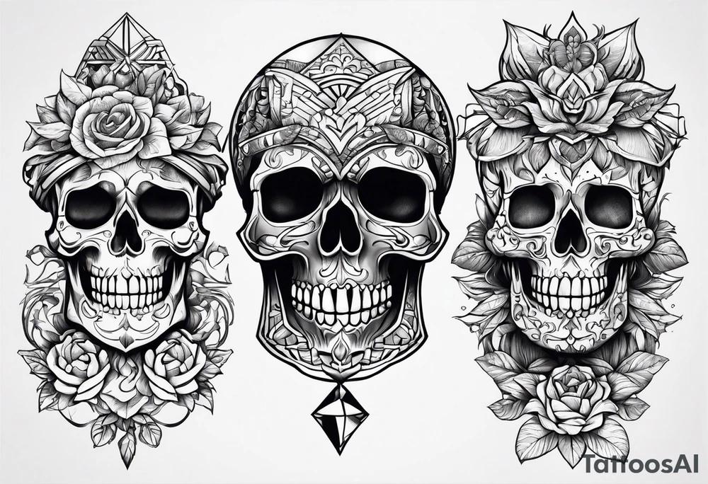 Skeleton with tattoos tattoo idea