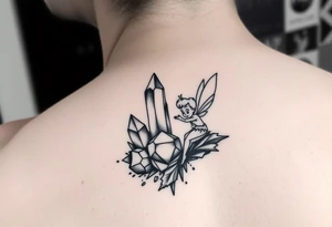 crystals and the moon and tinkerbell tattoo idea