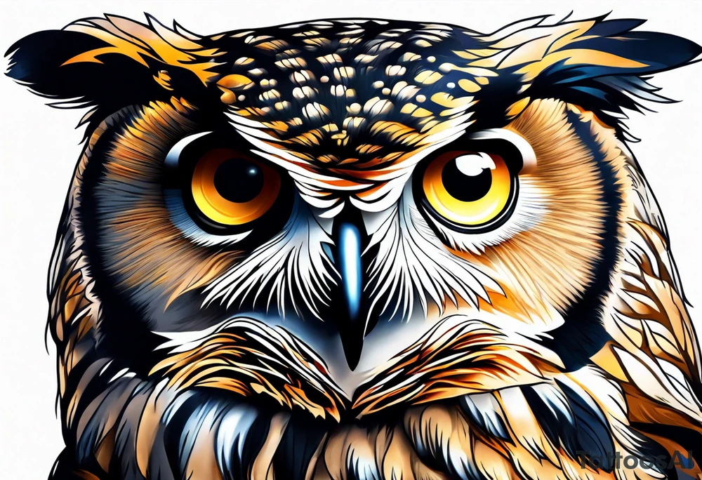 Owl with eyes tattoo idea