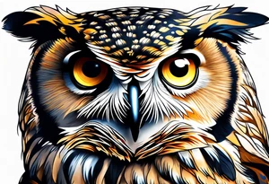 Owl with eyes tattoo idea
