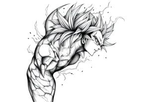 legendary dragonball z scene with energy aura and power effects tattoo idea