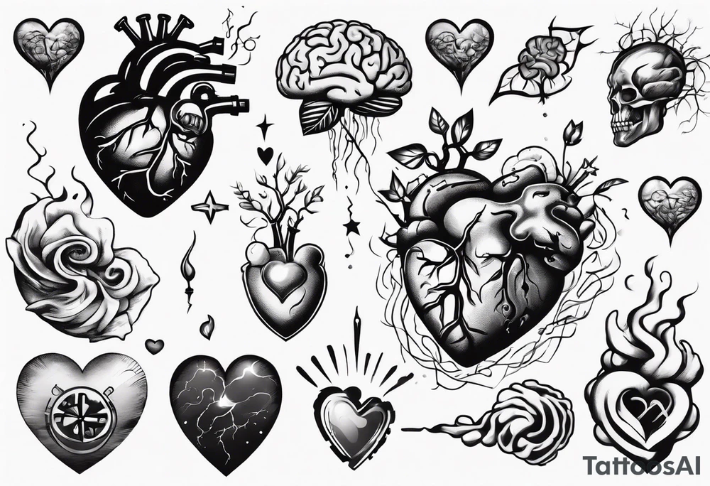 Heart and brain floating away tattoo idea