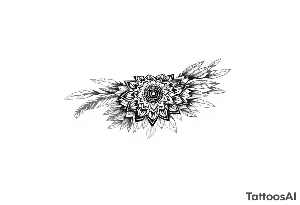 spiritual feather indian mandala shaman tattoo idea