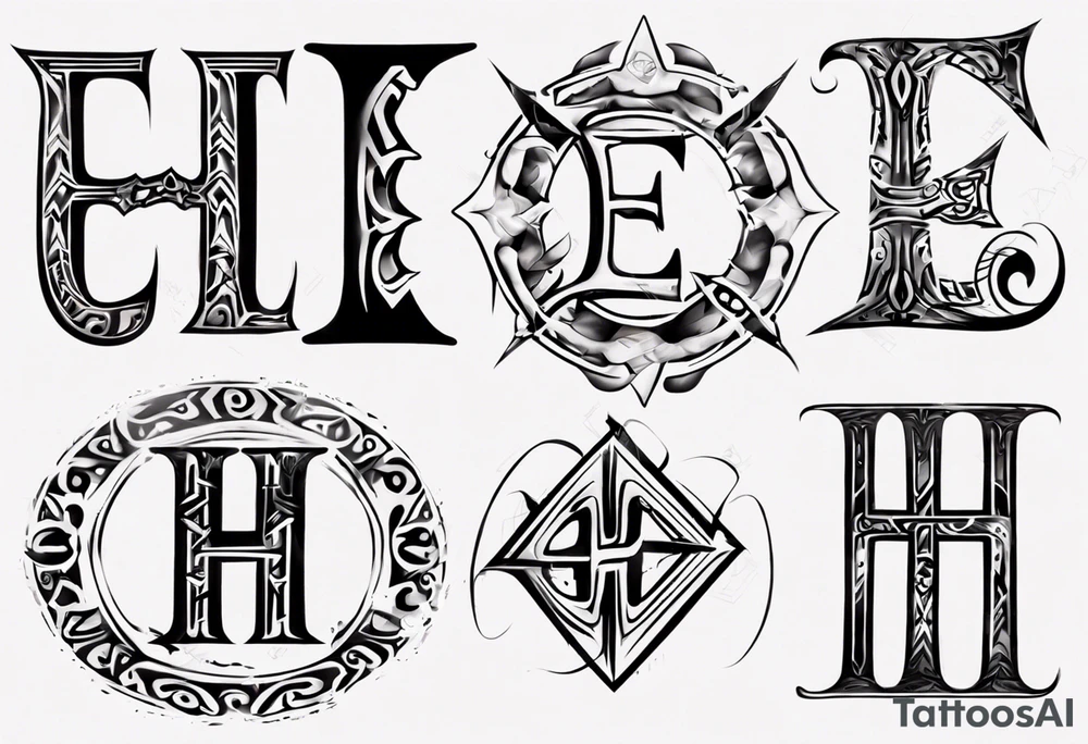 combine the letters E and H tattoo idea