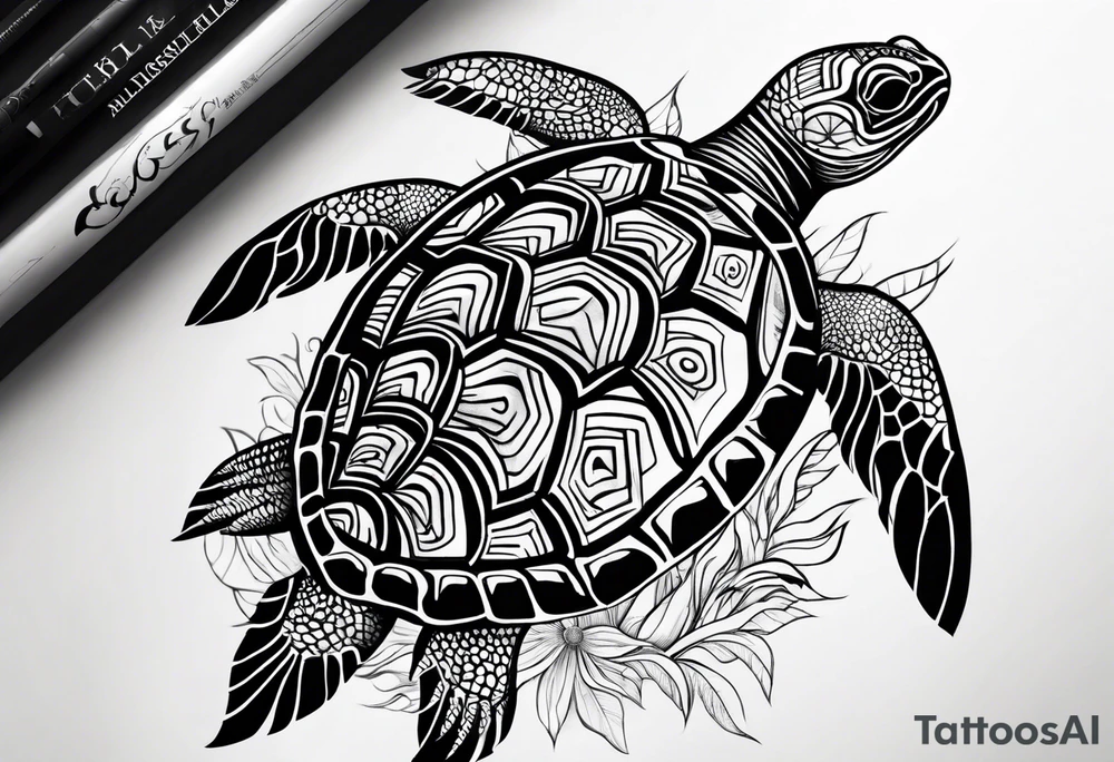 turtle sun tattoo idea