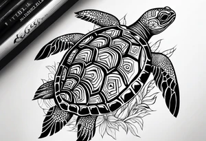 turtle sun tattoo idea