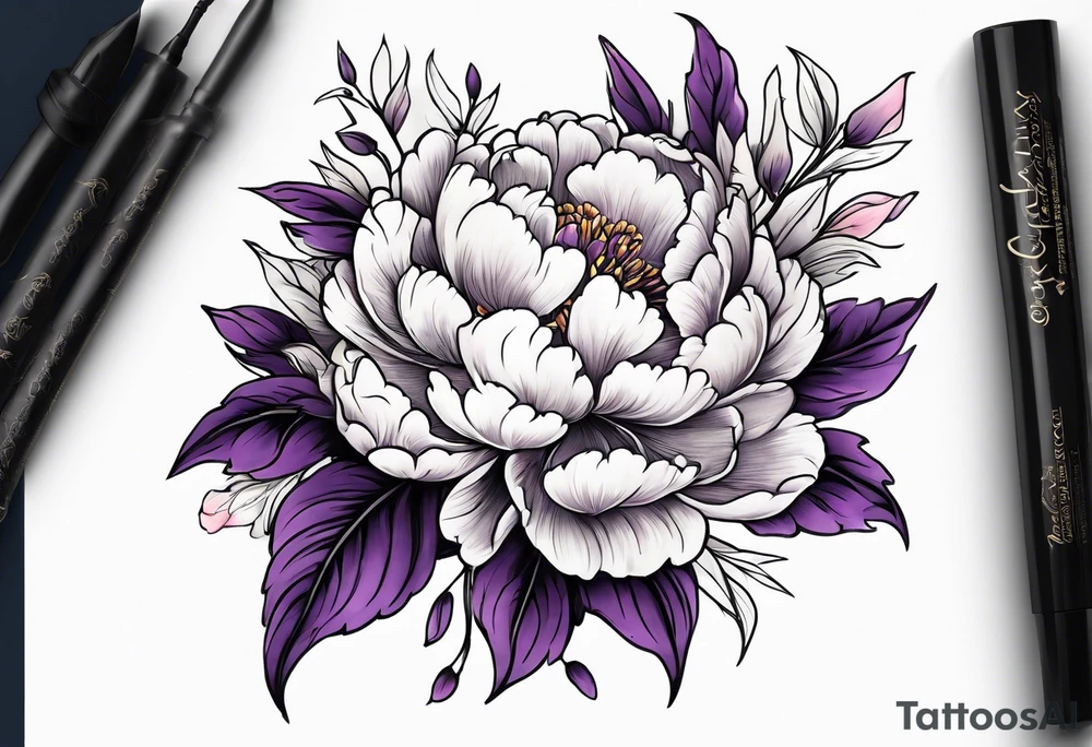 Peony garden ankle lilacs tattoo idea