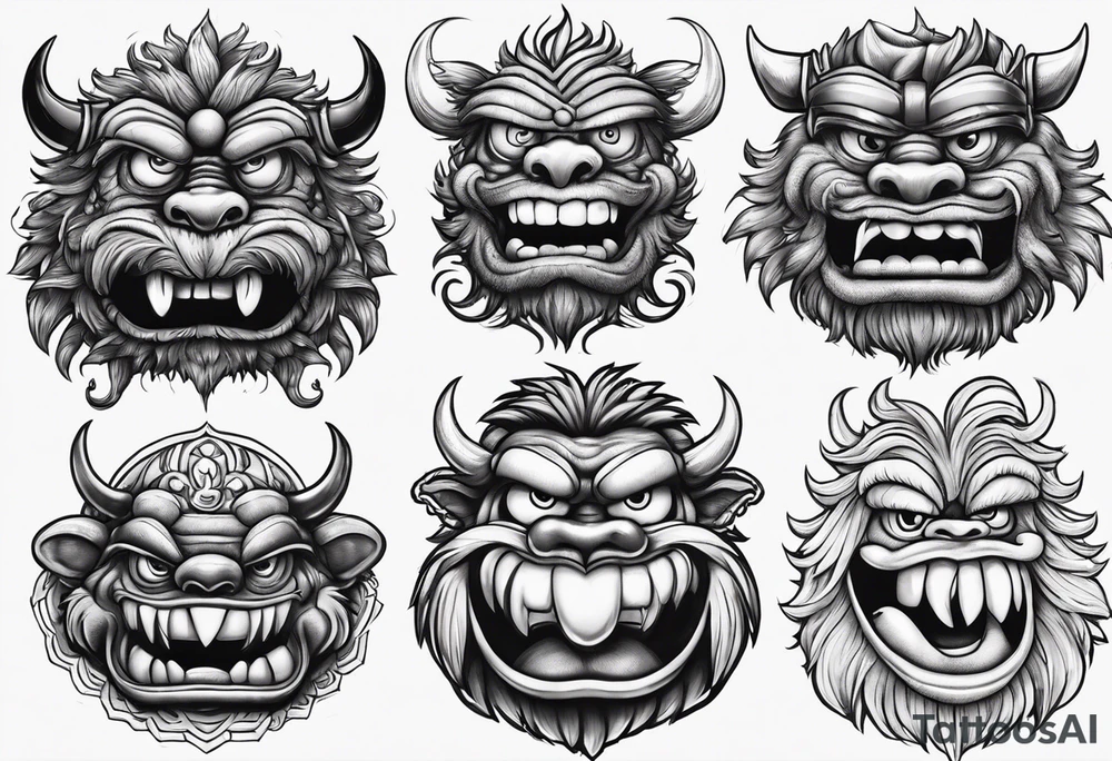 Funny muscular monster similar to Elmo tattoo idea