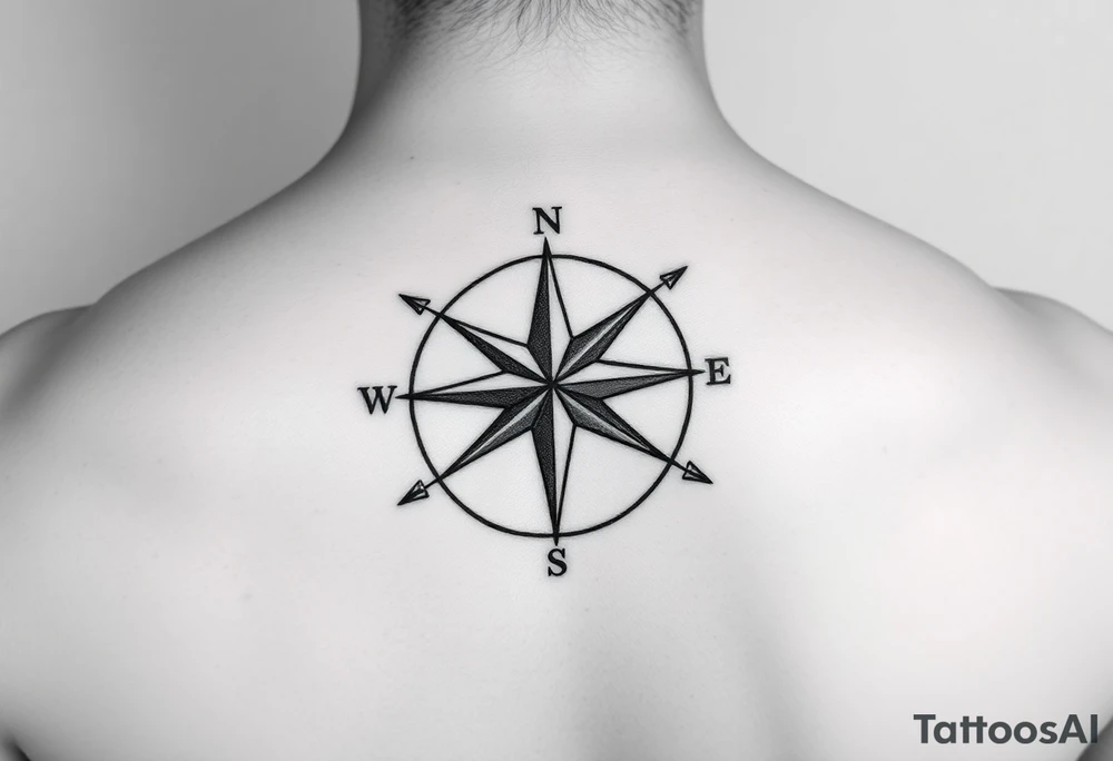 Nautical star at a compass with the only direction that points north other directors are broken off with things like failure yourself to seat, death, and other negative aspects of life at the end of each tattoo idea