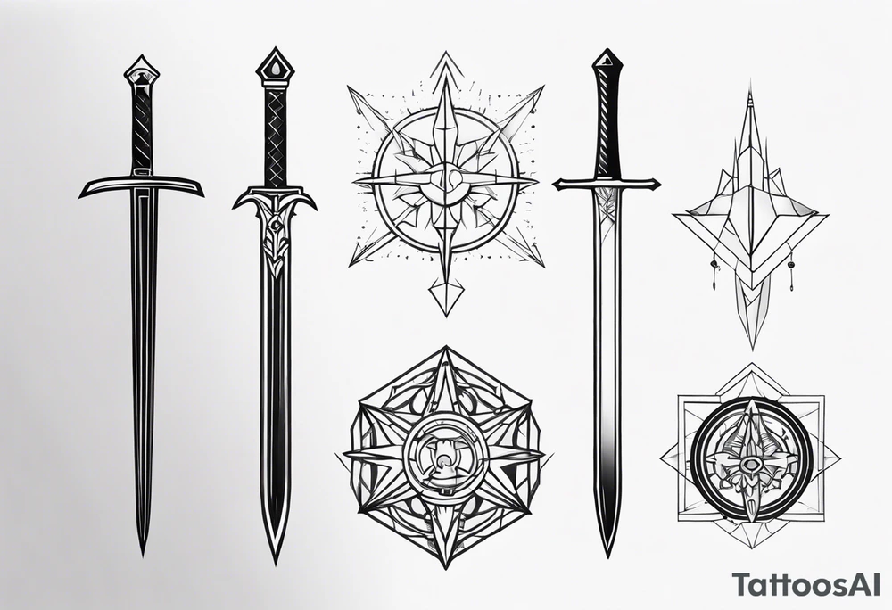 sword, occult, geometric, gothic, cyber sigilism, geometry, forearm tattoo idea