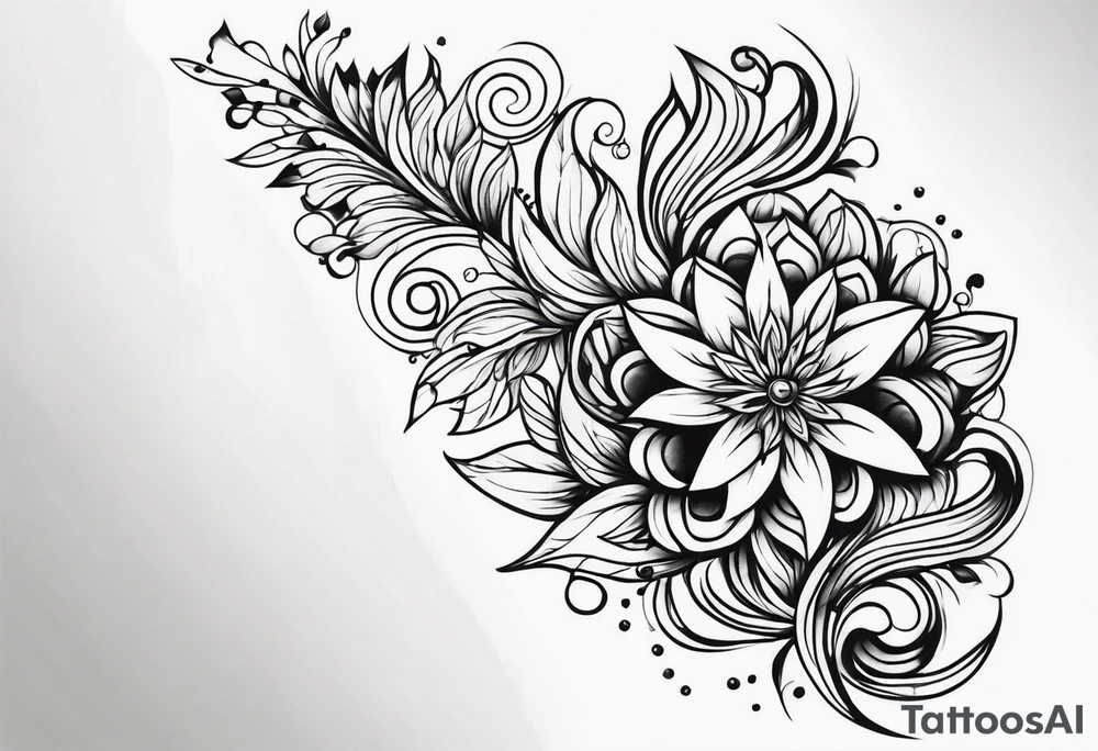 Uma tatuagem na cintura que percorre a lateral do quadril até as costas sem ter flores ou animais tattoo idea