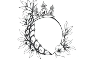 , pineapple, crown, diamonds, vagina, anus tattoo idea