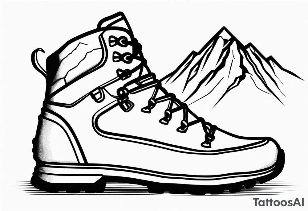 Hiking boots with mountains tattoo idea