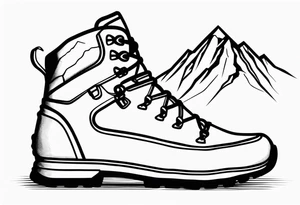 Hiking boots with mountains tattoo idea