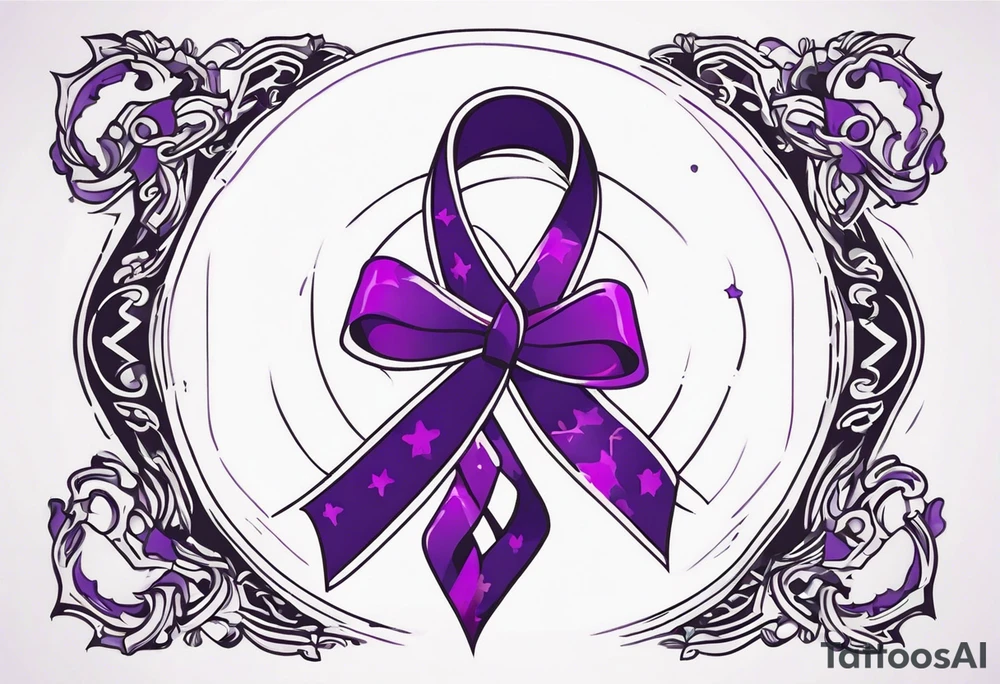 Purple cancer ribbon tattoo idea