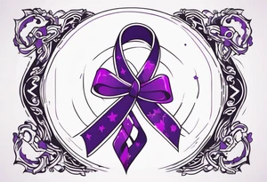 Purple cancer ribbon tattoo idea