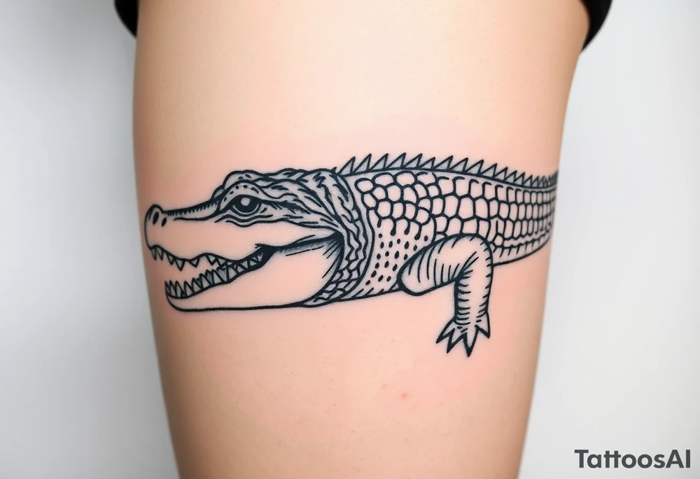 powerful majestic  crocodile tattoo idea