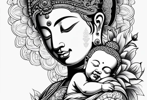 Buddha carrying Buddha baby tattoo idea
