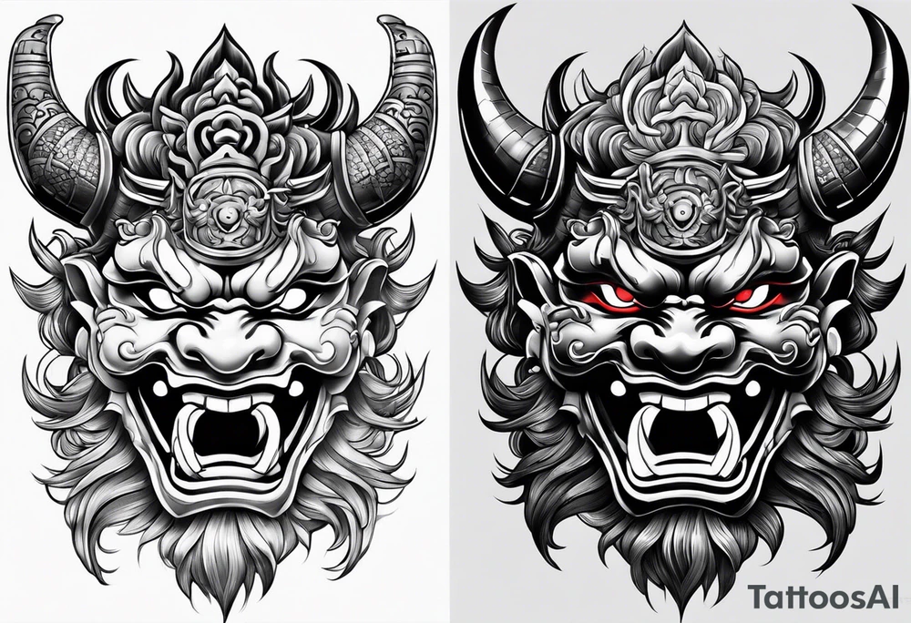 Japanese oni mask tattoo idea