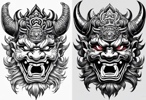 Japanese oni mask tattoo idea