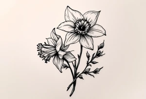 narcissus flowers, daffodils and holly. tattoo idea