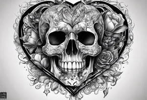 visceral heart fusioned with skull
half heart half skull tattoo idea