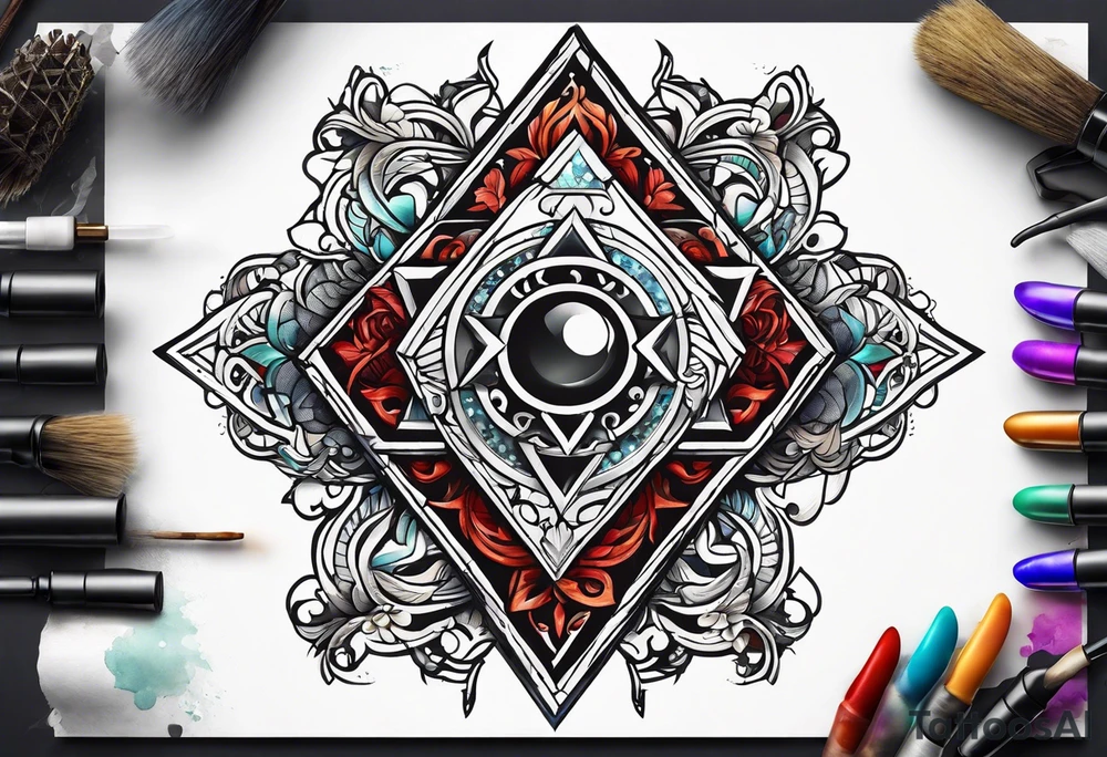 free masonry symbol , rectangle tattoo idea