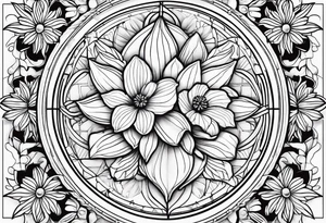 Daisy, Lilly of the valley, poppy, lily compass tattoo idea
