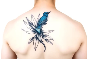 Bird of paradise flower with blue bird tattoo idea