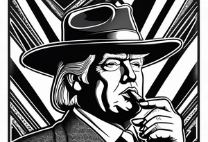 trump with hat smoking a cigarette tattoo idea