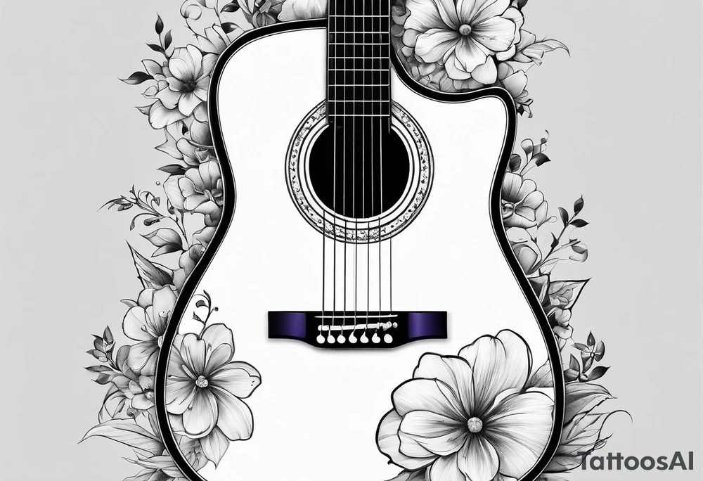 Guitar with flowers growing off the side tattoo idea
