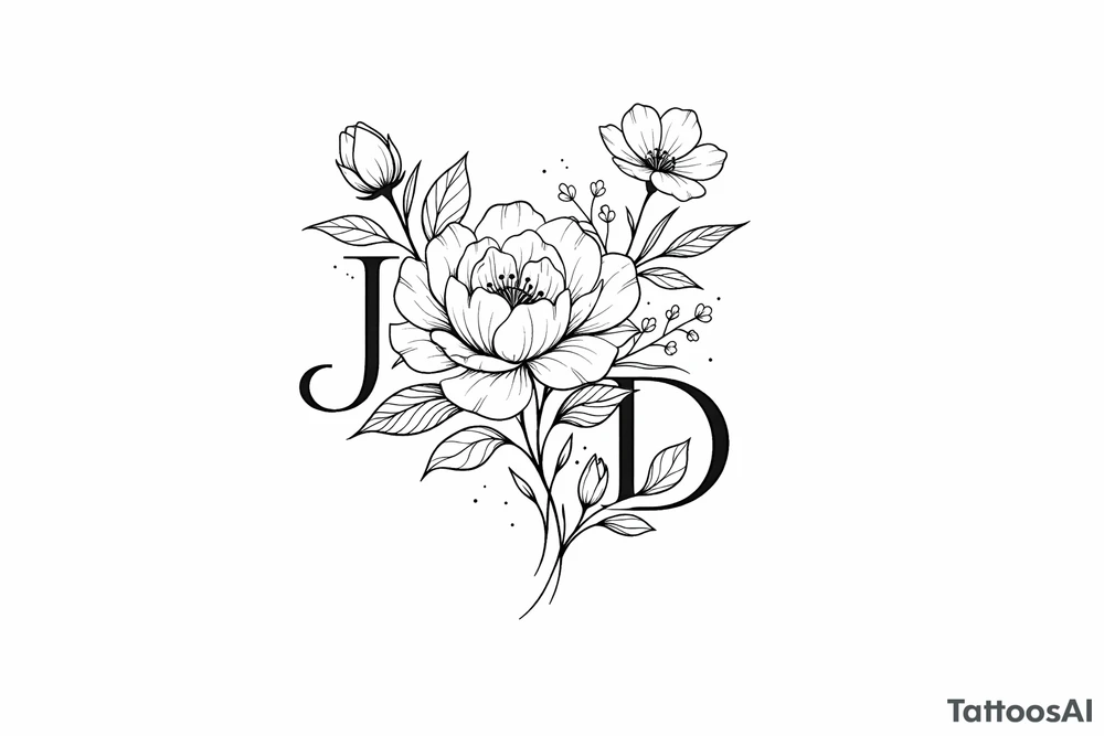 hide a J and D in a tatto of a flowers tattoo idea
