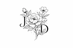 hide a J and D in a tatto of a flowers tattoo idea
