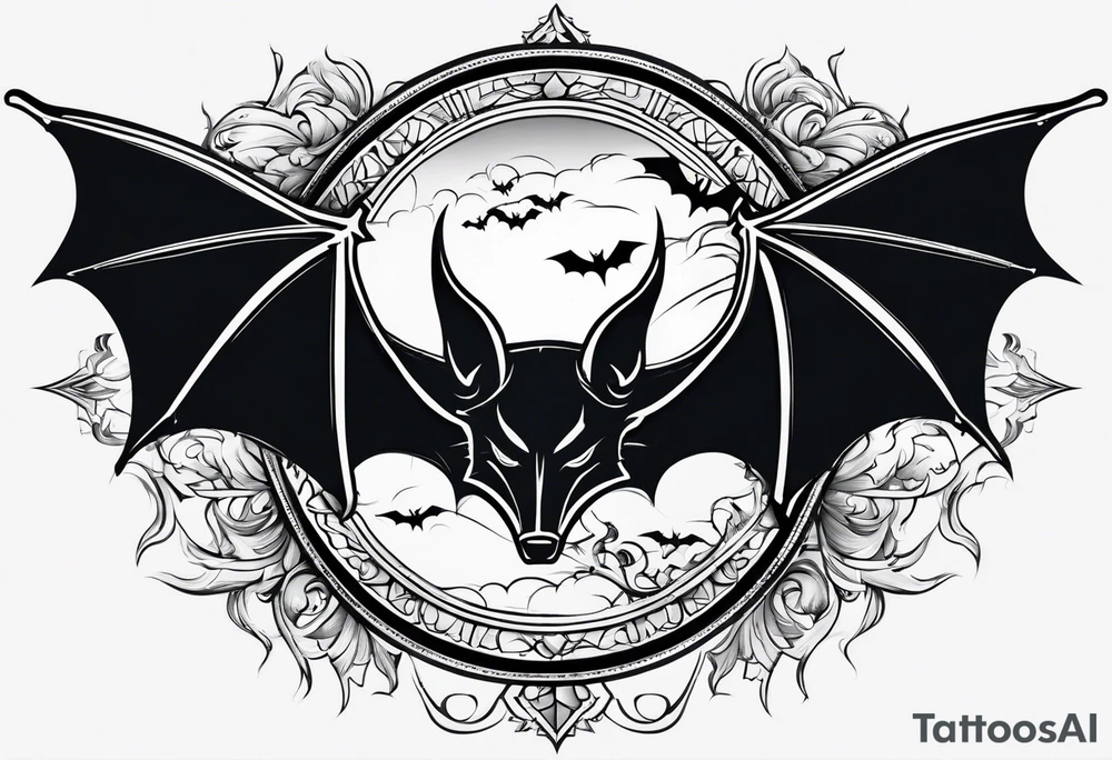 7 bats going through lightning tattoo idea