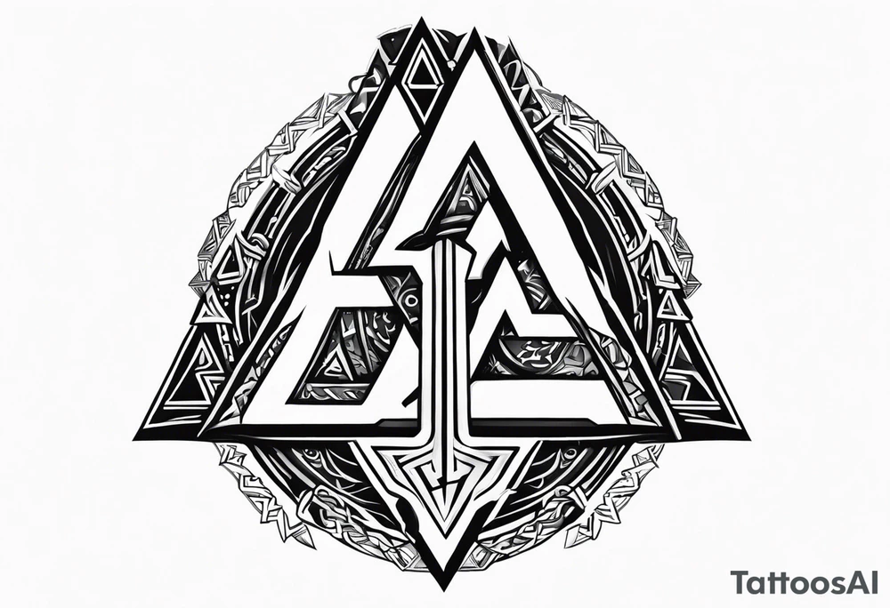 Valhalla 
 sword axe valknut tattoo idea