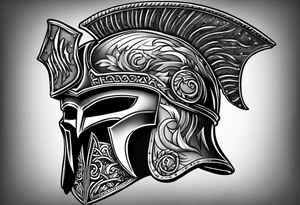 If you’re going thru hell keep going text wrapped around a spartan helmet. tattoo idea