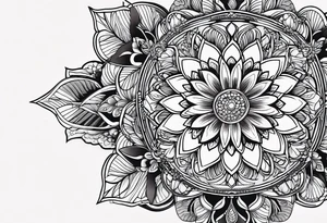 Geometric mandala flowers tattoo idea