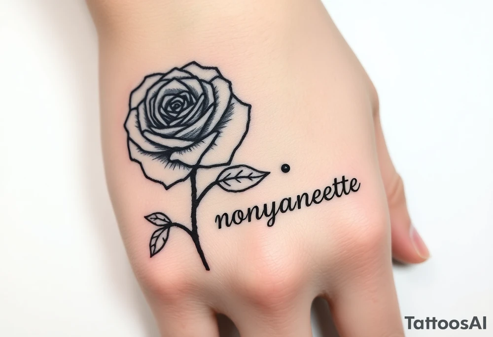 a good rose and a semicolon seperate from the name “monyanette” tattoo idea