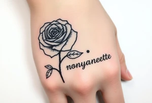 a good rose and a semicolon seperate from the name “monyanette” tattoo idea