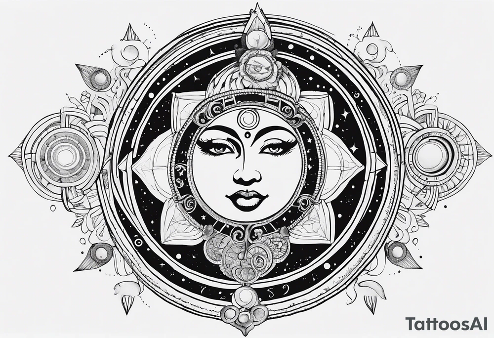 Astrology, Cancer & Aquarius, Natal Chart, symbolic, vision, yin yang, the moon, the sun, Uranus, Pluto, spiritual third eye, mystical armband tattoo idea