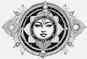 Astrology, Cancer & Aquarius, Natal Chart, symbolic, vision, yin yang, the moon, the sun, Uranus, Pluto, spiritual third eye, mystical armband tattoo idea