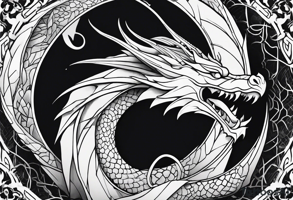 Ouroboros dragon on elbow tattoo idea