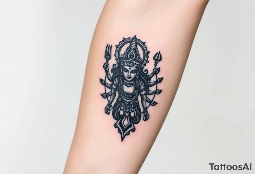 hindu god tattoo that shows strength and is trippy tattoo idea